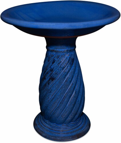 The Joy of Gardening Classico Blue Mini Birdbath Perspective: front