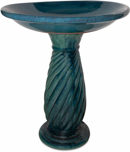 The Joy of Gardening Classico Teal Birdbath Perspective: front