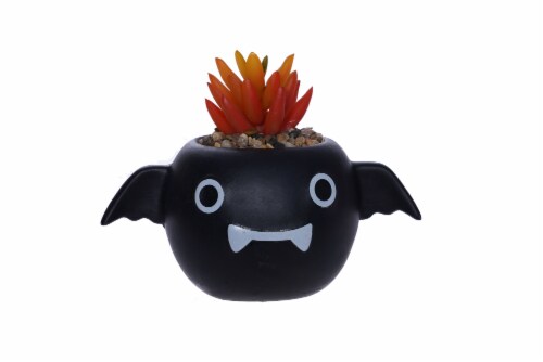 Holiday Home Bat Succulent Planter - Black Perspective: front