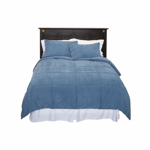 HD Designs® Graph Plaid Down Alternative Mini Comforter Set - 3 Piece - China Blue Perspective: front