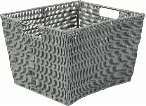 Everyday Living Rattique Storage Tote - Gray Perspective: front