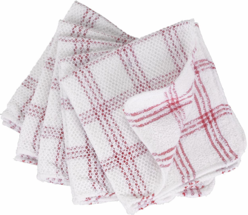 Everyday Living Scouring Dish Cloths - 5 Pack - Red/White Perspective: front