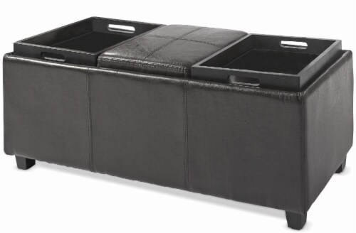 HD Designs Vermont Storage Ottoman with Trays - Brown Perspective: front