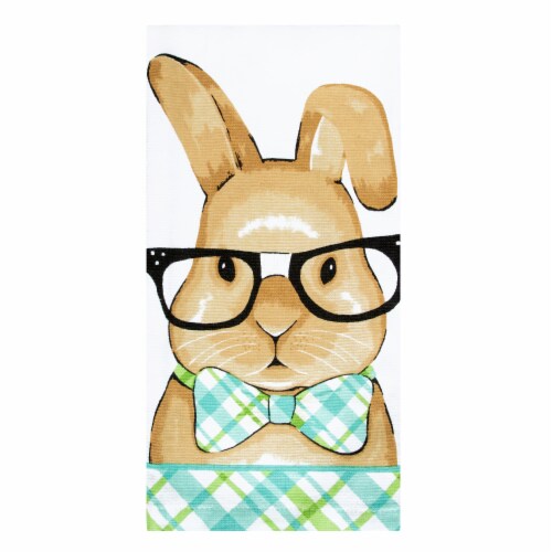 RITZ Bow Tie Bunny Print Dual Kitchen Towel Perspective: front
