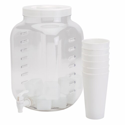 HD Designs Outdoors Acrylic Beverage Dispenser with Cups & Ice - White, 1  ct - Fry's Food Stores