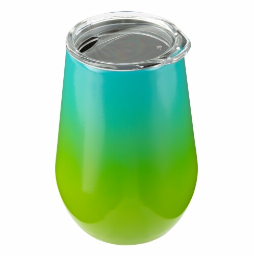 HD Designs Outdoors Wine Tumbler with Straw - Blue/Green Perspective: front