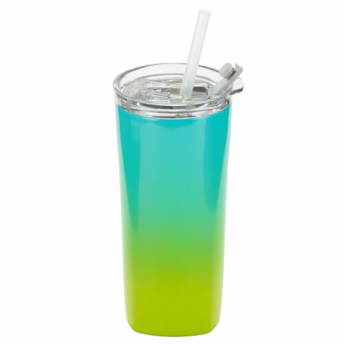 HD Designs Outdoors Double Wall Vacuum Stainless Steel Tumbler - Blue/Green Perspective: front
