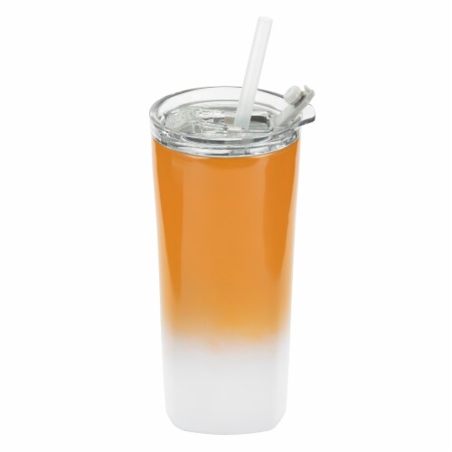 HD Designs Outdoors Double Wall Vacuum Stainless Steel Tumbler - Orange/White Perspective: front