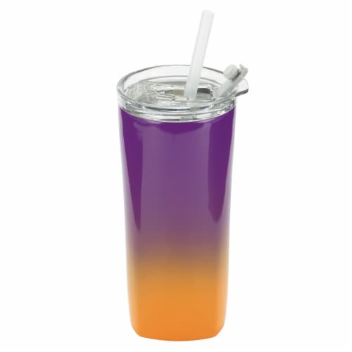 HD Designs Outdoors Double Wall Vacuum Stainless Steel Tumbler - Purple/Orange Perspective: front