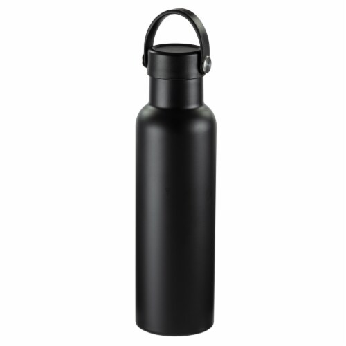 HD Designs Outdoor Double Wall Vacuum Stainless Steel Black Bottle - 20oz Perspective: front
