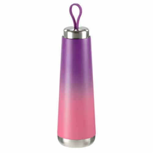 HD Designs Outdoors® Double Wall Stainless Steel Tear Drop Bottle - Purple/Pink Ombre Perspective: front