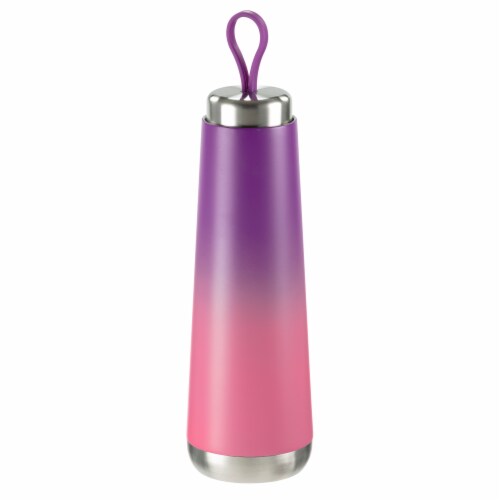 HD Designs Outdoors® Double Wall Stainless Steel Tear Drop Bottle - Purple/Pink Ombre Perspective: front