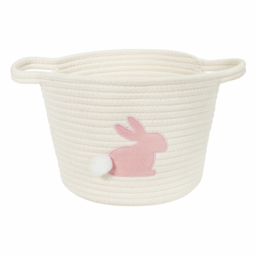 HD Designs White & Pink Bunny Rope Basket Perspective: front