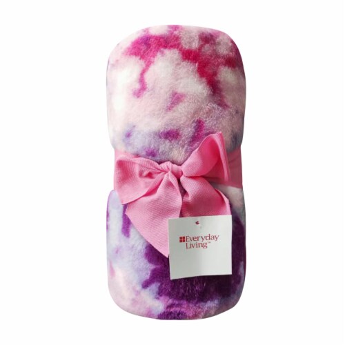 Everyday Living™ Tie Dye Rolled Throw Blanket - Pink/Purple Perspective: front