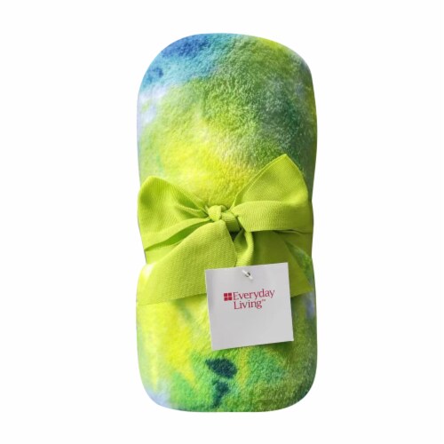 Everyday Living™ Tie Dyed Rolled Throw Blanket - Blue/Green Perspective: front
