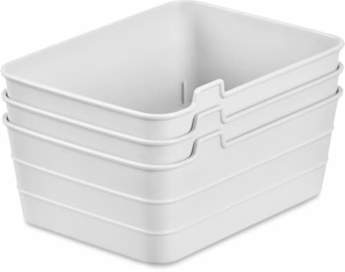 Everyday Living Rectangular Storage Baskets - White Perspective: front