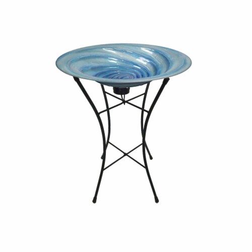 HD Designs Blue Swirl Stake Birdbath Perspective: front