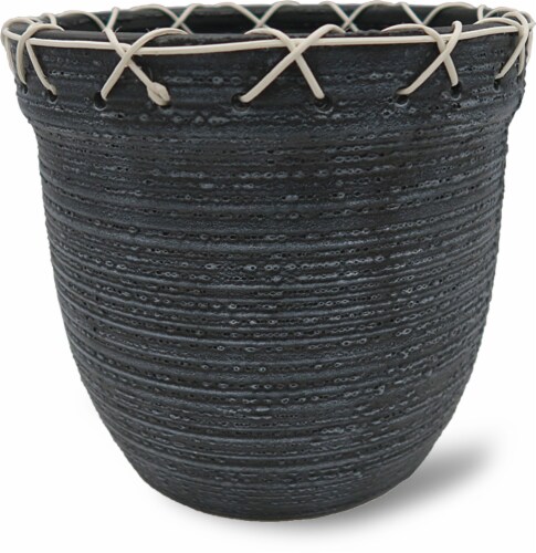 HD Designs Outdoors Medium Ceramic Planter - Black Perspective: front