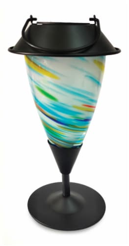 HD Designs Outdoors Art Glass 3 in 1 Torch - Turquoise Swirl Perspective: front