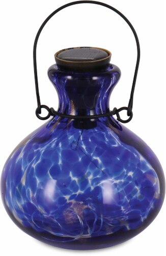 HD Designs Outdoors Art Glass Lantern - Royal Confetti Perspective: front