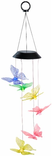The Joy of Gardening Iridescent Butterfly Solar Mobile Perspective: front