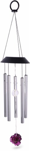 The Joy of Gardening Purple Flower Solar Windchime Perspective: front
