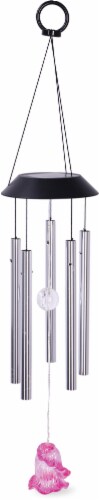 The Joy of Gardening Pink Flower Solar Windchime Perspective: front
