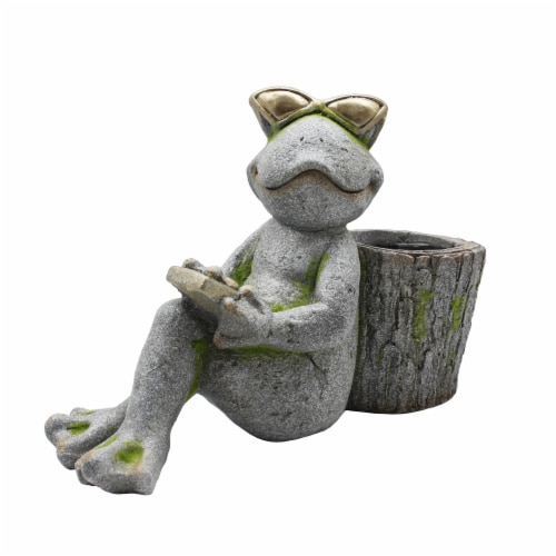 The Joy of Gardening Frog with Sunglasses Planter Perspective: front