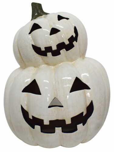 Holiday Home 2 Stacked Pumpkins - White Perspective: front
