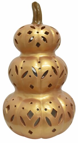 Holiday Home 3 Stacked Pumpkins - Copper Pearl Perspective: front