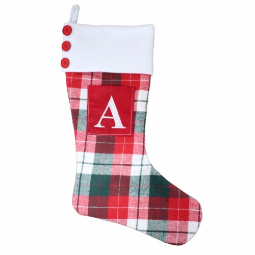 Holiday Home Christmas Stocking Monogram A  - Plaid Perspective: front