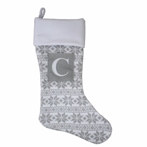 Holiday Home™ Gray Fairaisle Monogram Christmas Stocking - C Perspective: front