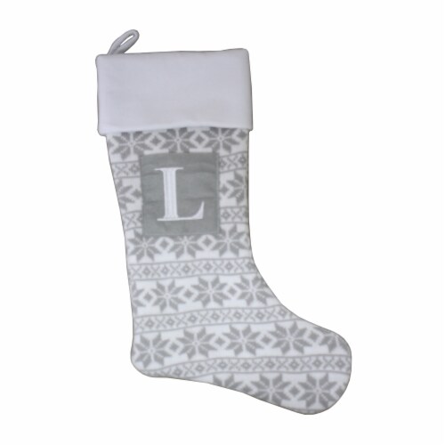 Holiday Home™ Gray Fairaisle Monogram Christmas Stocking - L Perspective: front