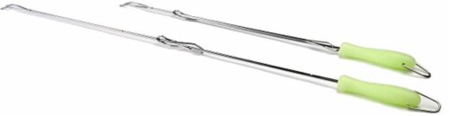 HD Designs Outdoors Glow-in-the-Dark Telescoping Forks - Green / Silver Perspective: front