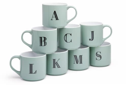 Holiday Home Green Monogram Mug - White Perspective: front
