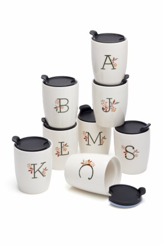 Holiday Home Fall Monogram Latte Mug Perspective: front