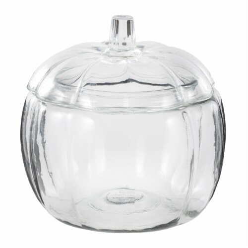 Holiday Home Glass Pumpkin Jar - Clear Perspective: front