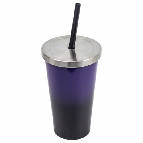 Holiday Home Stainless Steel Tumbler - Purple Black Ombre Perspective: front