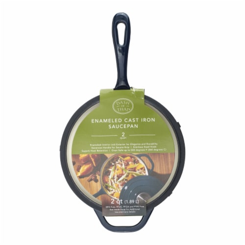 Dash of That Cast Iron Sauce Pot - Blue Perspective: front