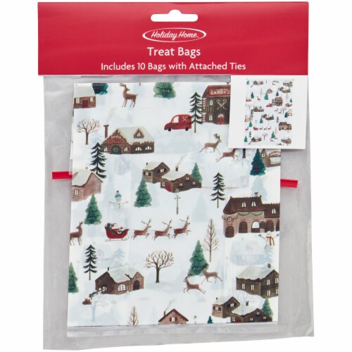 Holiday Home™ Treat Bags with Attached Ties - Christmas Village Perspective: front