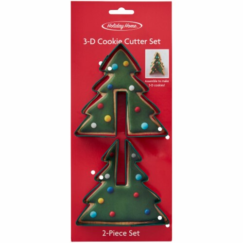 Holiday Home 2 pc 3D Christmas Tree Cookie Cutter Set Perspective: front