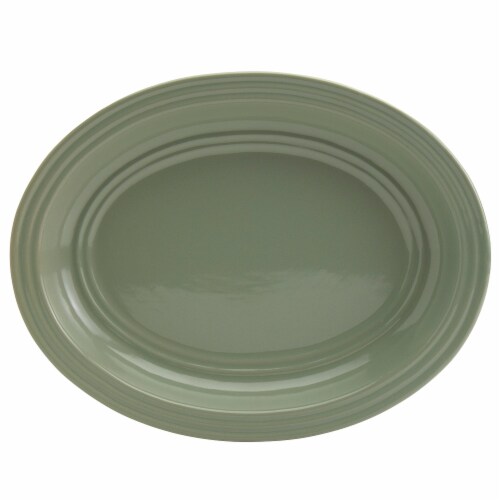 Dash of That Grace Oval Serving Platter - Sage Perspective: front