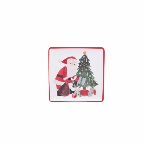 Holiday Home Square Tidbit Plate - Santa Perspective: front