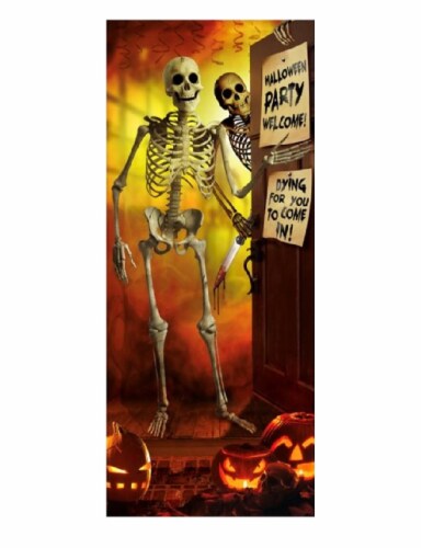 Holiday Home Skeleton Party Door Panel Perspective: front