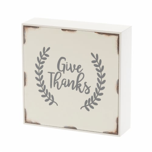 Holiday Home Wood Give Thanks Table Décor Perspective: front