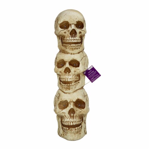 Holiday Home LED Stack of Skulls Decoration Perspective: front