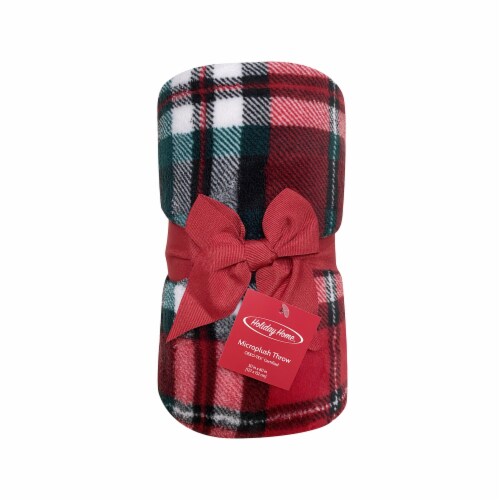 Holiday Home® Christmas Red Plaid Microplush Home Perspective: front