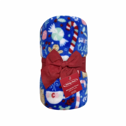 Holiday Home® Christmas Microplush Throw Candy Wishes Perspective: front