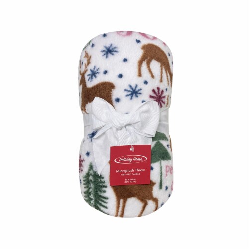 Holiday Home® Christmas Microplush Throw Peace On Earth Perspective: front