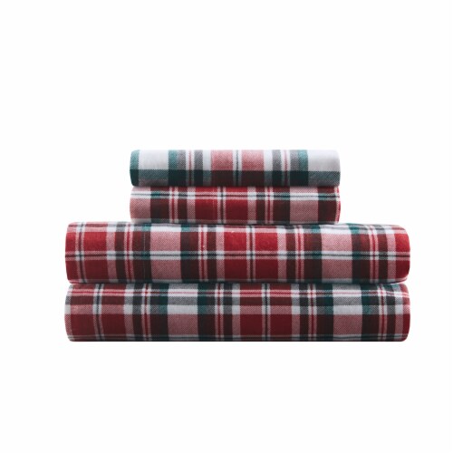 HD Designs Plaid Flannel Queen Sheet Set - Red Perspective: front